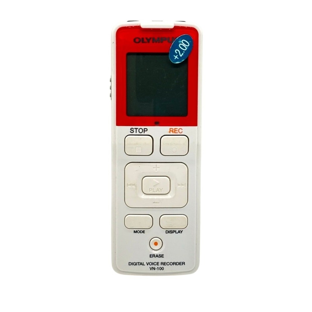 Olympus VN-100‎ Digital Voice Recorder 74 Hour Handheld Dictation Red & White